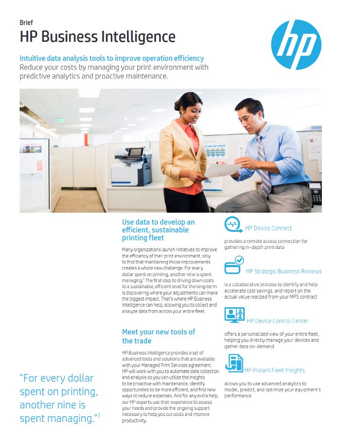 HP, Business Intelligence, Brochure, HP, Hewlett Packard, Zone-3 Business Solutions